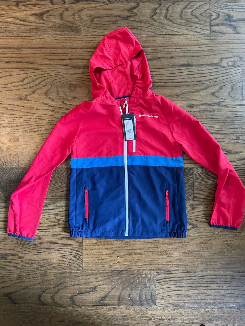 Vineyard Vines - Children's Colorblock Windbreaker Jacket - Red & Navy - Size M